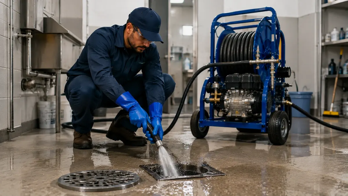 Floor Drain Hydro Jet Cleaning in Yermo