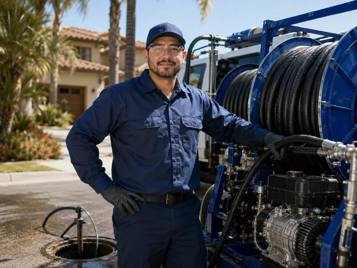 Hydro jet sewer cleaning in Yermo