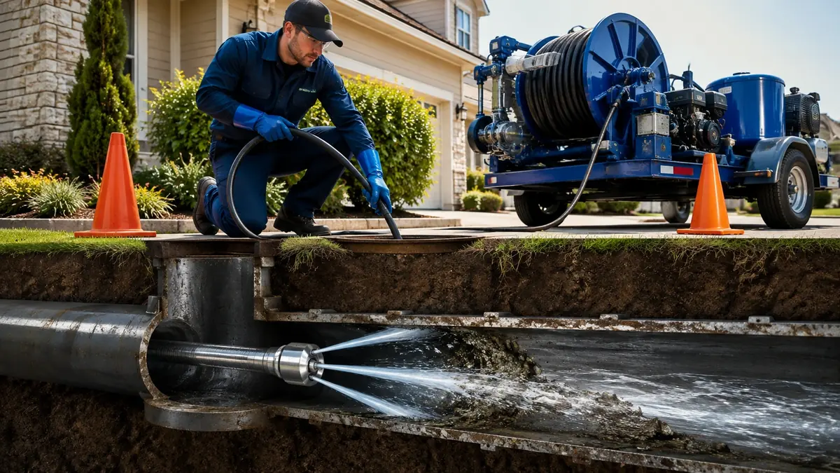 Main Sewer Line Hydro Jet Cleaning in Yermo